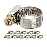 Schlauchschellen mit Schneckenantrieb, 12 Stück, Spannbereich Ø 10-16 mm, für...