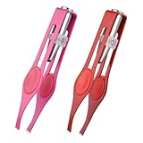 POFET 2 Pack Beauty Tweezers with LED Light, Stainless Steel Hair Removal...