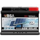 BSA AGM Batterie 100Ah 12V Solarbatterie Deep Cycle Wohnmobil Bootsbatterie...