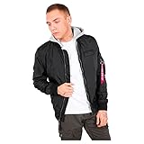 Alpha Industries Herren MA-1 TT Hood Bomberjacke, Schwarz, L