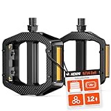 HENMI Fahrradpedale mit Reflektoren StVZO, MTB rutschfest Fahrrad Pedale 9/16...