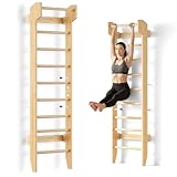 COSYLAND Sprossenwand aus Holz mit Klimmzugstange, Indoor Kletterwand für...