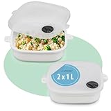Hausfelder Mikrowellengeschirr Set mit Deckel, 2 x 1 Liter Schüssel Mikrowellen...