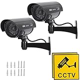 TIMESETL 2 Stück Attrappe Kamera CCTV Dummy Überwachungskamera mit Rot...
