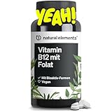 natural elements Vitamin B12 – 180 vegane Tabletten für 6 Monate – 500µg...