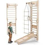 6-in-1 Holz Schwedenwand & Rutschensatz für Kinder – Vielseitiges Indoor...