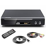 Kompakter DVD-Player für Fernseher mit SCART/HDMI/Cinch-Ausgang, Metallschale...