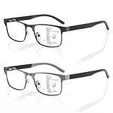 Amorays 2 Pack Gleitsichtbrille Progressive Multifokus Lesebrille Herren Metall...