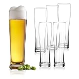 Weizenbierglas klar 6er Set - 500 ml - Bierglas 0,5 Liter spülmaschinenfest -...