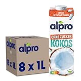 Alpro Kokosnussdrink ohne Zucker – Ohne Süßstoffe – Vegan und milchfrei...