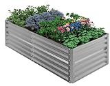 UDPATIO Hochbeet aus Metall,180x60x90 cm, Zink-Aluminium Freistehendes Hochbeete...