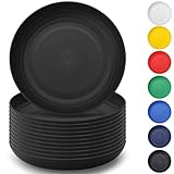 Berglander Schwarz Plastik Teller Set 12 teilig 23cm, mehrweg unzerbrechliche...