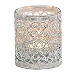 Vintage Kerzenglas Windlicht silber weiss in 8 cm - Modernes Windlichtglas als...