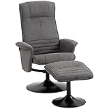 HOMCOM Relaxsessel mit Hocker, 360°drehbarer Fernsehsessel mit Liegefunktion...
