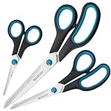 Westcott Easy Grip Scheren 3 Stück | 3er Set Universalscheren mit Komfort-Griff...