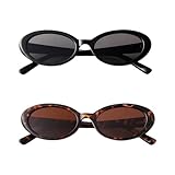 Asitanie 2 Stück Ovale Sonnenbrille Damen,90er Jahre Retro Sonnenbrille,Schmal...