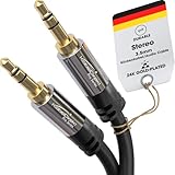 KabelDirekt – Aux Kabel & 3,5 mm Klinkenkabel – 5 m – Bruchfeste...