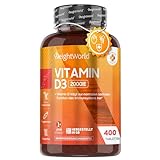 Vitamin D3 2000 I.E. - 400 Tabletten (1 Tablette/ 2 Tage) - Sonnenvitamin für...