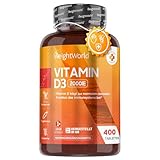 Vitamin D3 2000 I.E. - 400 Tabletten (1 Tablette/ 2 Tage) - Sonnenvitamin für...