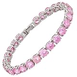 RIVA Tennis Armband [18cm/7inch] mit Rundschnitt Edelsteine Zirkonia CZ [Rosa...