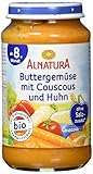 Alnatura Bio Juniormenü, Butttergemüse, Couscous & Huhn, 220g, Mittel