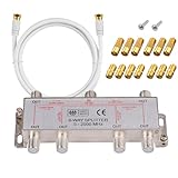 6-Fach TV Radio F-Stecker Adapter Kabel Antennen Verteiler SAT Splitter Metall...