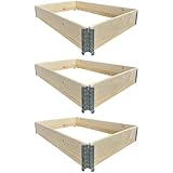 BURI Neue 3 Stück Hochbeet Palettenrahmen 120x80x20cm groß - Holzrahmen 20mm...