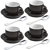 homEdge Premium Espressotassen und Untertassen Set mit Espressolöffeln, 75 ml,...