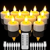 SoulBay Wiederaufladbare Teelichter, 12 Stück Wiederaufladbare Kerzen Flackernd...