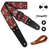 Aucuu Gitarrengurt, 2' Vintage bestickte Baumwolle Gitarrengurt, Verstellbarer...
