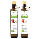 GreatVita Bio Apfelessig 1 Liter | Naturtrüb & ungefiltert mit Essigmutter -...