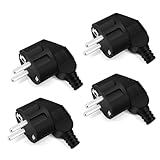 4 Stücke Schuko Stecker, IP20 Schuko Stecker für den Innenbereich, Europa-Stecker Kunststoff 250V (16A) für 8-10mm Kabel, IP20 für den Innenbereich - Schwarz