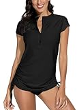 BesserBay Damen Bademode Rash Guard UV Shirts Kurzarm Schwimmshirt UPF 50+,...