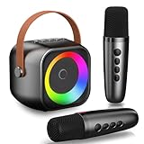 Kinder Karaoke Maschine mit 2 Mikrofonen HiFi Bluetooth Karaoke Mikrofon...
