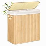SONGMICS Wäschekorb, 150 l, schmutziger Wäschekorb, 3 Sortierfächer, Deckel...