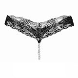 EROSPA® Perlen-G-String Spitze Slip Ouvert - Damen - One Size (S-L) - Schwarz -...