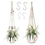 2er Set Makramee Blumenampel Baumwollseil Hängeampel Blumentopf Pflanzen Halter...