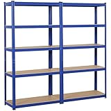 Yaheetech 2X Lagerregal 90 x 180 x 40 cm, Schwerlastregal 5 Böden, Kellerregal...