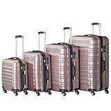 Zelsius Koffer Set 4 Stück, Rosé | ABS Hartschalenkoffer mit Zahlenschloss, 4...