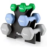 KM-Fit Hantelset 18 kg mit Ständer | Neopren Kurzhanteln 1–5 kg | Gusseisen,...