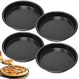 Pizzablech 4er-Set, ø 18cm Rund, Antihaftbeschichtet, Schwarz Backblech für...