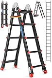MASKO® Aluleiter Mehrzweckleiter 5,10m 4x5 Sprossen Teleskopleiter,...