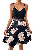 GORGLITTER Damen 2 in 1 Ärmellos Freizeitkleid A-Linie Sommerkleid Geblümt...
