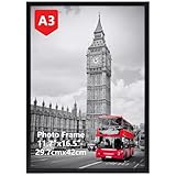 Giftgarden Schwarzer Bilderrahmen A3, Einzel Rahmen für 30x42 cm Fotos und...