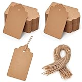 HAKACC 200 Stück Geschenkanhänger & Etiketten, Kraftpapier Blanko 4x7cm,...