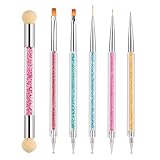 5 Stück Nagel Pinsel Set, Doppel-Ende Nageldesign Pinsel, Acryl Nail art Pinsel...