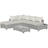 Outsunny 3-tlg. Polyrattan Gartenmöbel Set Gartengarnitur Garten-Set Sitzgruppe...