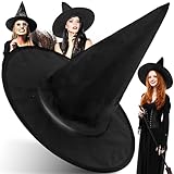 Retoo Hexenhut Damen Groß, Schwarz Halloween Hexenhut Zauberer Männer Frauen,...