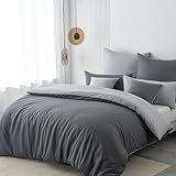 Nesture Bettwäsche 155x220 2teilig Anthrazit/Grau Bettwäsche Sets Microfaser...