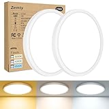 zemty [2Stück/3Farben 3000/4000/6500K LED Deckenleuchte Flach, 15W 1800LM...